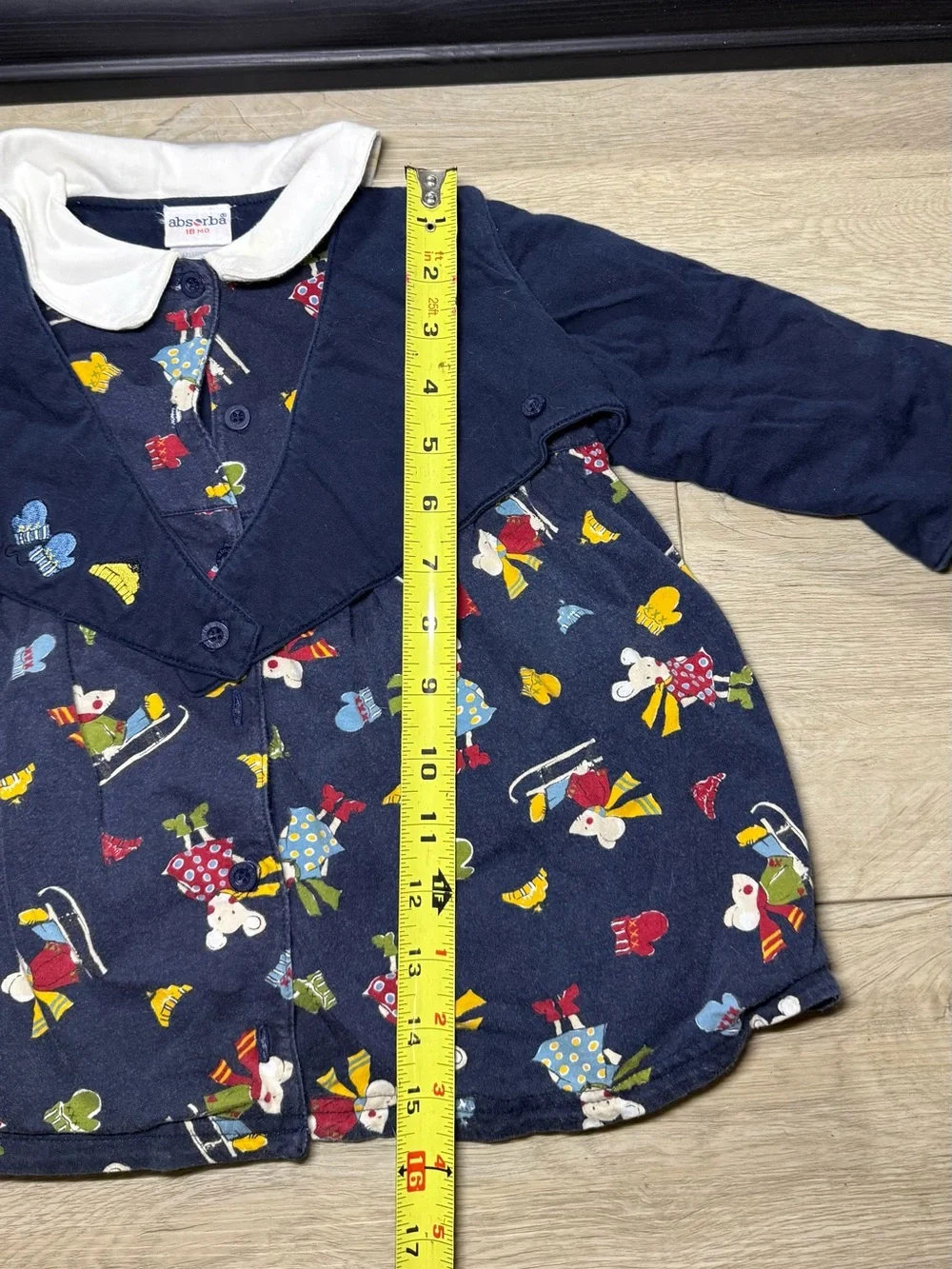 Vintage 1990s Toddlers Embroidered Absorba All Over Print Mouse Skiing Sweater